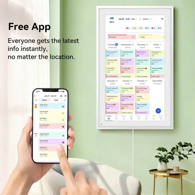 Alt view image 5 of 7 - Digital Calendar, 15.6" Smart Wall Touchscreen Interactive Display for Family Schedules, Chore Charts, Achievement Rewards Multi-Phone Two-Way Sync Wall Planner Digital Photo Frame