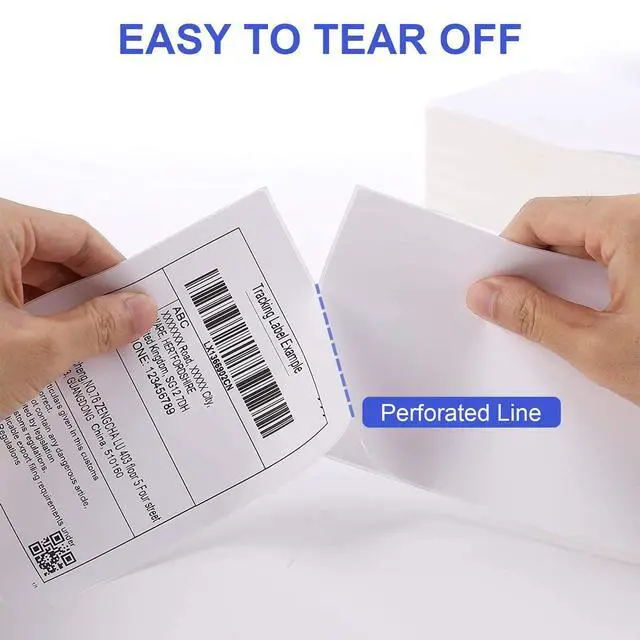 Alt view image 4 of 7 - 4" x 6" Fanfold Direct Thermal Labels - White Shipping Mailing Postage Labels, Perforated, Permanent Adhesive (4 Stacks - 4000 Labels)