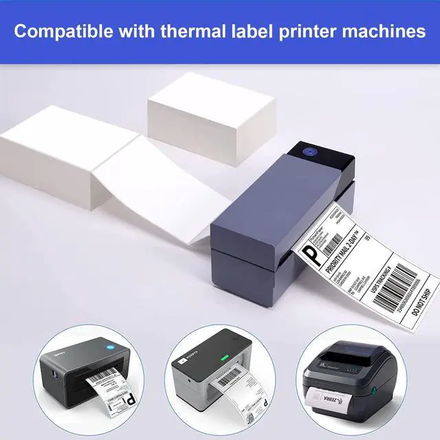 Alt view image 7 of 7 - 4" x 6" Fanfold Direct Thermal Labels - White Shipping Mailing Postage Labels, Perforated, Permanent Adhesive (4 Stacks - 4000 Labels)
