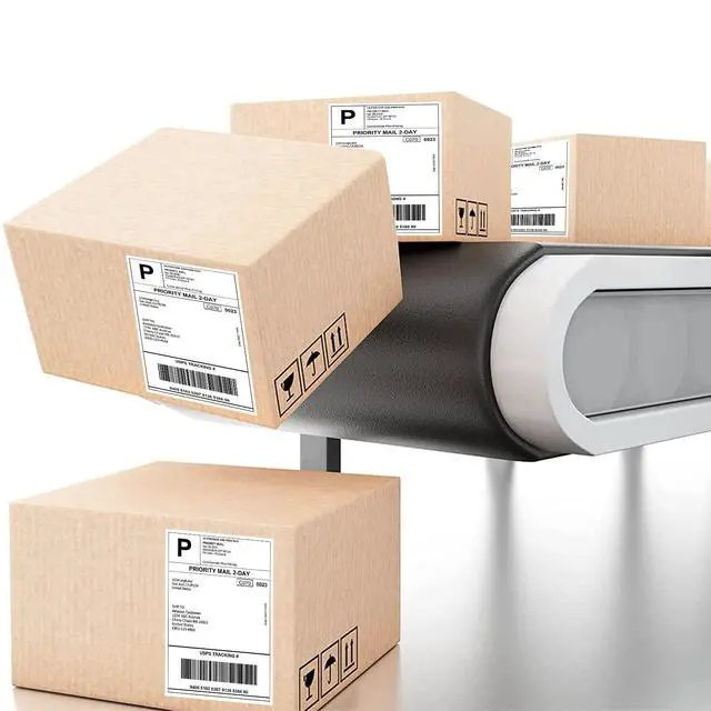 Alt view image 6 of 7 - 4" x 6" Fanfold Direct Thermal Labels - White Shipping Mailing Postage Labels, Perforated, Permanent Adhesive (4 Stacks - 4000 Labels)