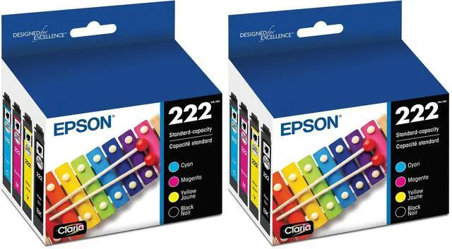 Main image of 222 Claria Ink Standard Capacity Black & Color Cartridge Combo Pack (T222120-BCS) Works with Workforce WF-2960,Expression XP-5200,(Pack of 2)