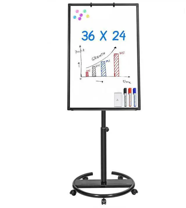 Main image of Mobile Whiteboard 36 x 24 inches Portable Magnetic Dry Erase Board, 3' x 2' Stand Easel White Board Dry Erase Easel Standing Board w/Flipchart Hooks (Black)