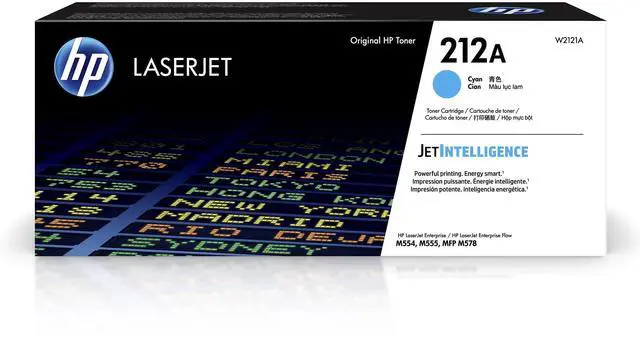 Main image of 212A Cyan Toner Cartridge Printers | Works with Color LaserJet Enterprise M554, M555 Series; Color LaserJet Enterprise MFP M578 Series | W2121A