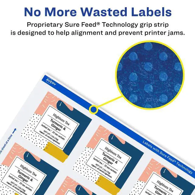 Alt view image 4 of 7 - Matte White Square Labels, Sure Feed Technology, 4" x 4", 400 Matte White Printable Labels