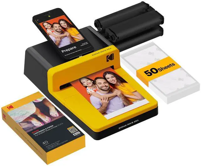 Main image of Dock ERA 4x6 Photo Printer, Smartphone Docking, 4PASS, 50 Sheets | Bluetooth, iPhone & Android Smartphone Compatible, Charge While Printing, Water, Fingerprint and Fade Resistant