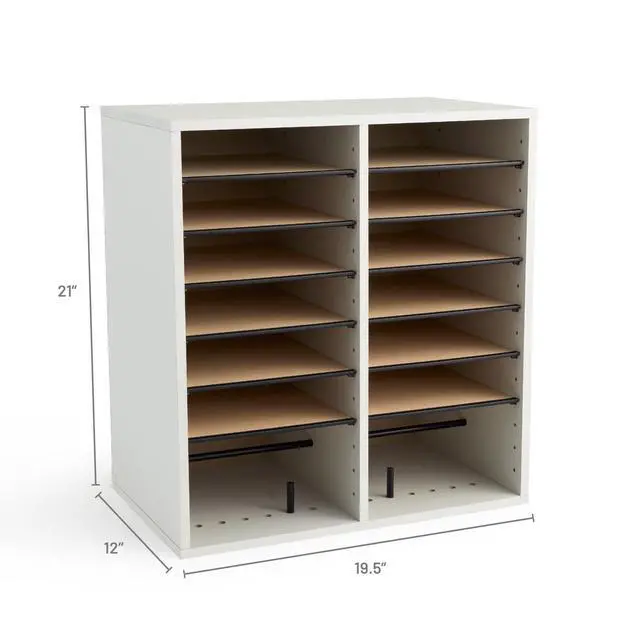 Alt view image 6 of 6 - 9422GR Wood Adjustable Literature & Paper Organizer, 16 Adjustable Compratment, Stackable Durable Construction, Home, Office, Mailroom, Classroom Mailbox, Gray