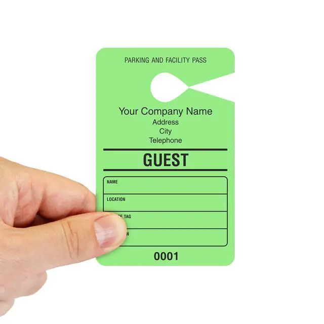 Alt view image 2 of 5 - (Pack of 50) Custom Guest - Add Your Address and Number Mirror Hang Tags | 3.5" x 5.5" Paper, Temporary Car Parking Pass, Double - Sided Multicolor, Made in USA