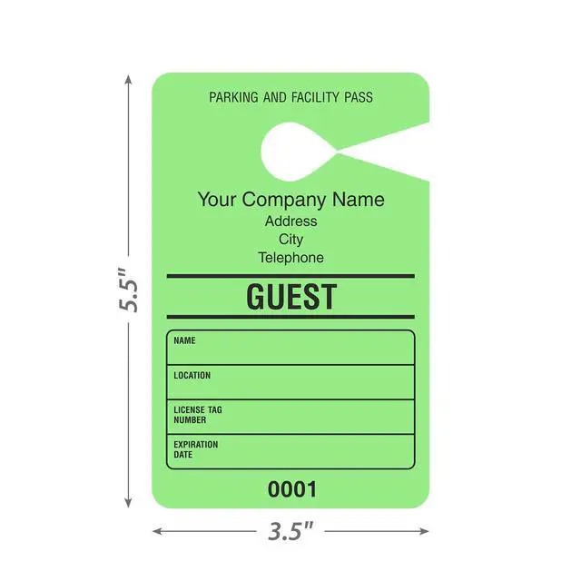 Alt view image 5 of 5 - (Pack of 50) Custom Guest - Add Your Address and Number Mirror Hang Tags | 3.5" x 5.5" Paper, Temporary Car Parking Pass, Double - Sided Multicolor, Made in USA