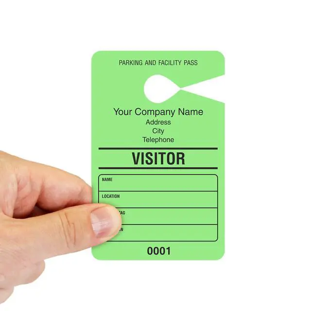 Alt view image 3 of 6 - (Pack of 50) Custom Visitor - Add Your Address and Number Mirror Hang Tags | 3.5" x 5.5" Paper, Car Parking Passes, Double - Sided Multicolor, Made in USA