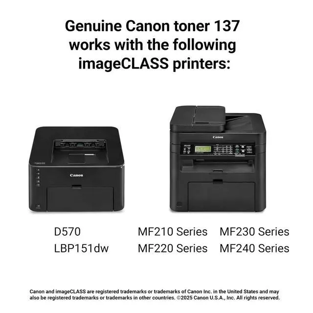 Alt view image 6 of 6 - Genuine 137 Black Toner Cartridge Compatible with LBP151dw,MF210 Series,MF220 Series,MF230-Series,MF240-Series,D570,(Pack of 2)
