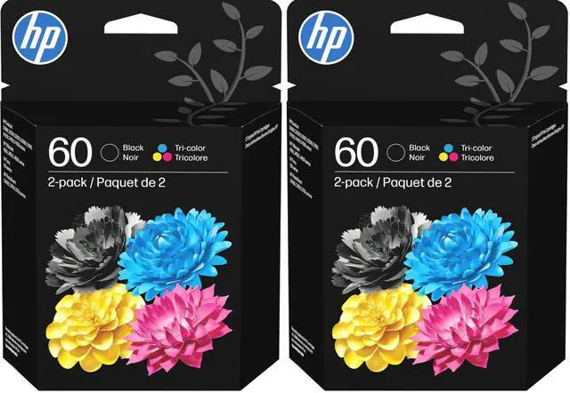 Main image of 60 Black/Tri-Color Ink Cartridges | DeskJet D1660,D2500,D2600,D5560,F2400,F4200,F4400,F4580; Envy 100; OfficeJet J4500,J4680,4500; PhotoSmart C4600,C4700,D110a | N9H63FN,2 Count (Pack of 2)