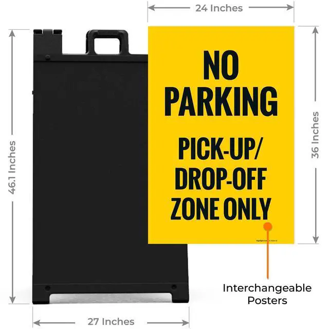 Alt view image 3 of 7 - No Parking Pickup and Drop Off Zone Only Sidewalk Sign Kit, | 24x36 Inches, With A Frame Stand, Made in USA by