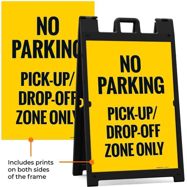 Alt view image 5 of 7 - No Parking Pickup and Drop Off Zone Only Sidewalk Sign Kit, | 24x36 Inches, With A Frame Stand, Made in USA by