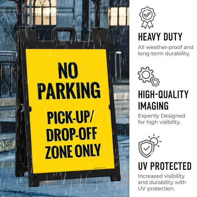 Alt view image 6 of 7 - No Parking Pickup and Drop Off Zone Only Sidewalk Sign Kit, | 24x36 Inches, With A Frame Stand, Made in USA by