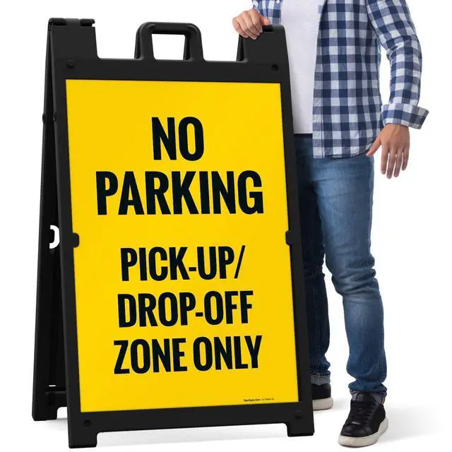 Alt view image 7 of 7 - No Parking Pickup and Drop Off Zone Only Sidewalk Sign Kit, | 24x36 Inches, With A Frame Stand, Made in USA by