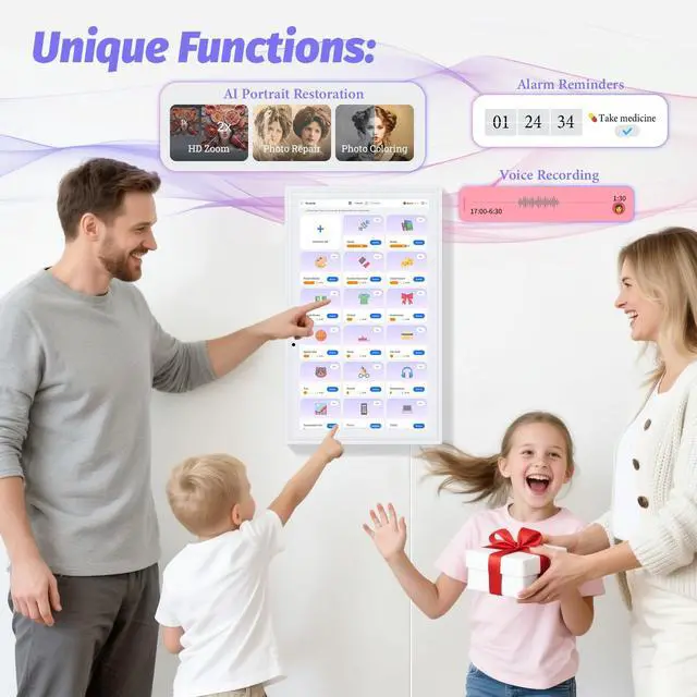 Alt view image 4 of 7 - 15.6 Inch Digital Calendar, Electronic Calendar Chore Chart, Smart Calendars Wall 1920 * 1080 Full HD Interactive IPS Touchscreen for Family Planner,Task (White)