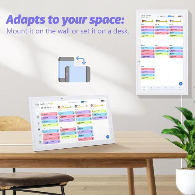 Alt view image 7 of 7 - 15.6 Inch Digital Calendar, Electronic Calendar Chore Chart, Smart Calendars Wall 1920 * 1080 Full HD Interactive IPS Touchscreen for Family Planner,Task (White)