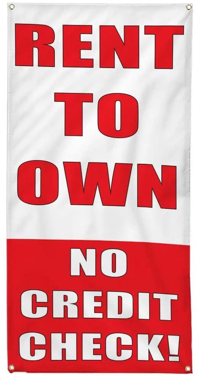Main image of Vertical Vinyl Banner Multiple Sizes Rent to Own No Credit Check Business Outdoor Weatherproof Industrial Yard Signs 10 Grommets 144x60Inches
