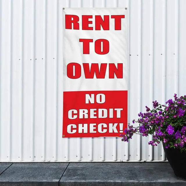 Alt view image 4 of 5 - Vertical Vinyl Banner Multiple Sizes Rent to Own No Credit Check Business Outdoor Weatherproof Industrial Yard Signs 10 Grommets 144x60Inches