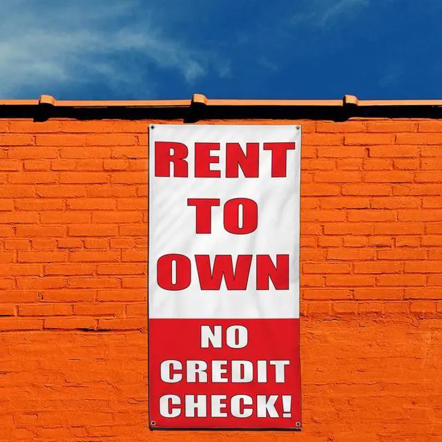 Alt view image 3 of 5 - Vertical Vinyl Banner Multiple Sizes Rent to Own No Credit Check Business Outdoor Weatherproof Industrial Yard Signs 10 Grommets 144x60Inches