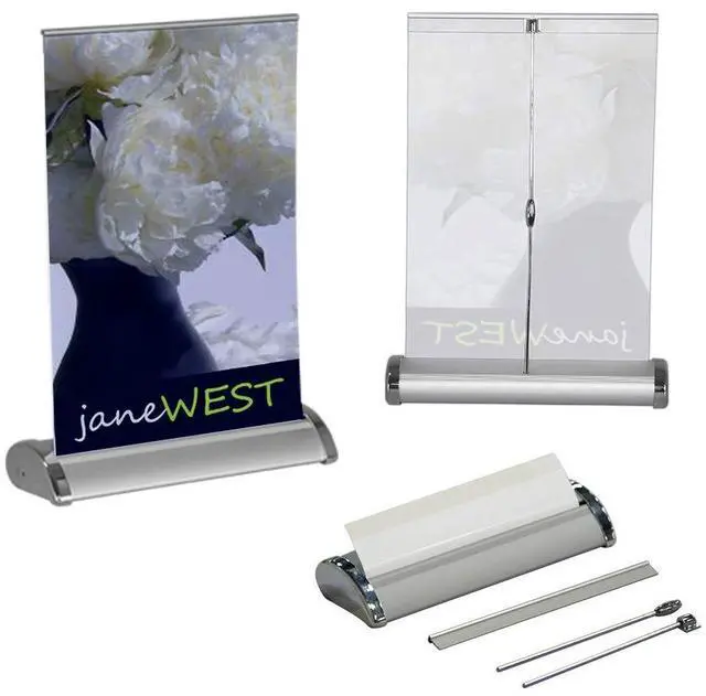 Main image of Mini Table Top Retractable Banner Stands Fits 8.3in x 11.7in Banners - Includes 20 Banner Stands (Banners are not Included)