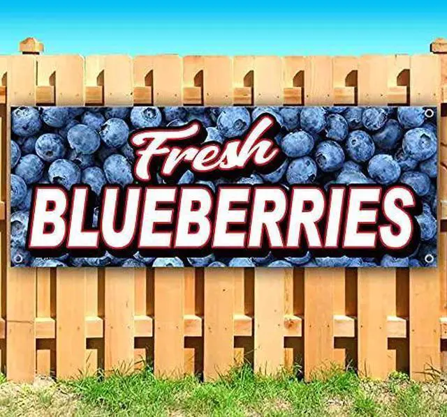 Main image of Fresh Blueberries Banner 13 oz | Non-Fabric | Heavy-Duty Vinyl Single-Sided with Metal Grommets