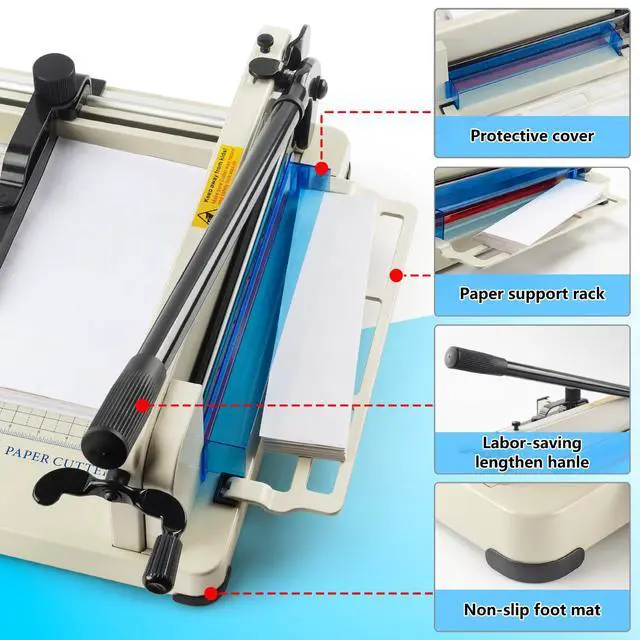 Alt view image 5 of 7 - Heavy Duty 12" Guillotine Paper Cutter - 400 Sheet Capacity,Solid Steel with HSS Blade,Industrial Commercial Trimmer for Office,School,Print Shop,Safety Lock & Clear Grids