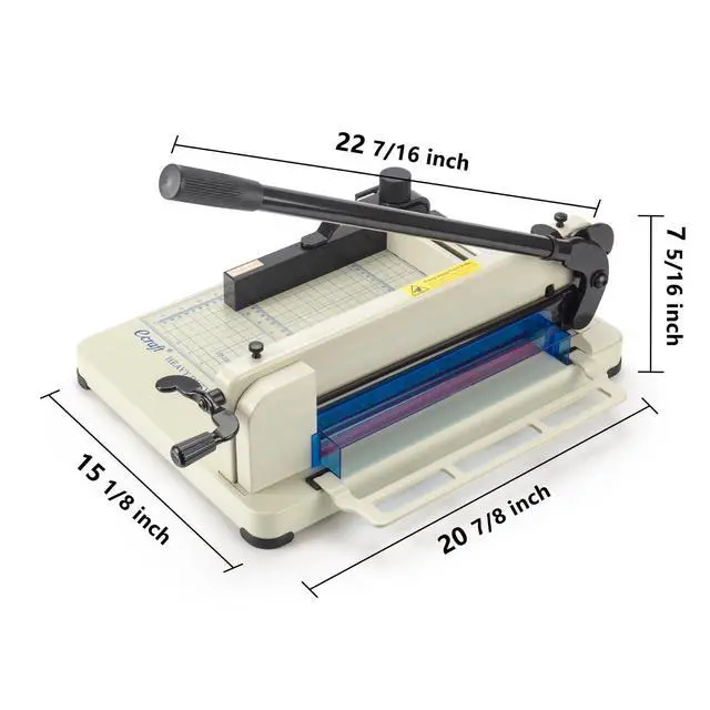 Alt view image 2 of 7 - Heavy Duty 12" Guillotine Paper Cutter - 400 Sheet Capacity,Solid Steel with HSS Blade,Industrial Commercial Trimmer for Office,School,Print Shop,Safety Lock & Clear Grids