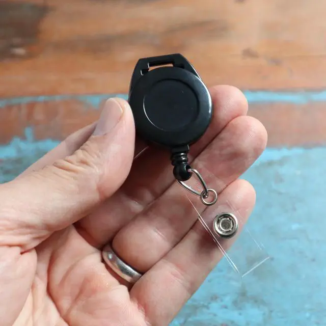 Alt view image 2 of 6 - Bulk 100 Pack - Retractable Badge Reel with Lanyard Attachment Slot -Attach Your Neck Chain, Metal Hook, Key Ring or Strap Clip Through Top Slot for Extendable Badge or Keycard Access by