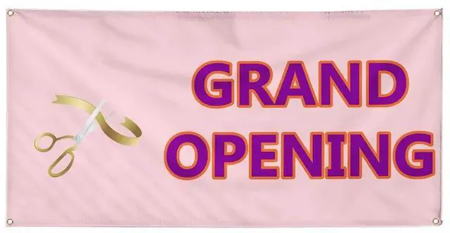 Main image of Vinyl Banner Multiple Sizes Grand Opening Outdoor Advertising Printing N Business Outdoor Weatherproof Industrial Yard Signs Pink 10 Grommets 60x144Inches