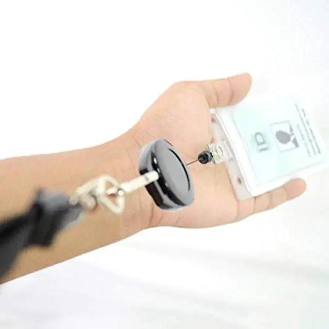 Alt view image 6 of 6 - Bulk 100 Pack - Retractable Badge Reel with Lanyard Attachment Slot -Attach Your Neck Chain, Metal Hook, Key Ring or Strap Clip Through Top Slot for Extendable Badge or Keycard Access by