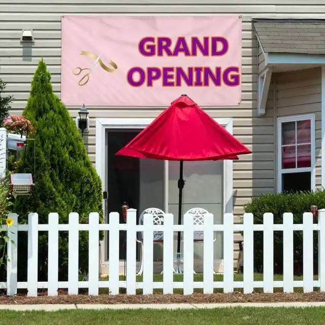Alt view image 3 of 6 - Vinyl Banner Multiple Sizes Grand Opening Outdoor Advertising Printing N Business Outdoor Weatherproof Industrial Yard Signs Pink 10 Grommets 60x144Inches