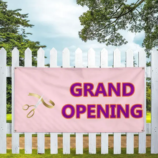 Alt view image 5 of 6 - Vinyl Banner Multiple Sizes Grand Opening Outdoor Advertising Printing N Business Outdoor Weatherproof Industrial Yard Signs Pink 10 Grommets 60x144Inches