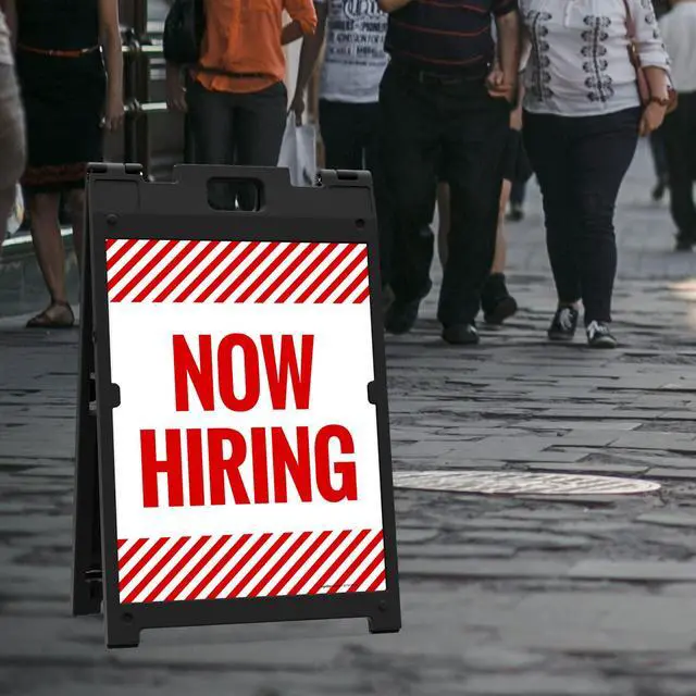 Alt view image 2 of 7 - Now Hiring Sidewalk Sign Kit, | 24x36 Inches Replacement Panels 2-Pack Corrugated Plastic USA Made