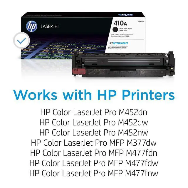 Alt view image 2 of 7 - 410A Black Toner Cartridge | Works with Color LaserJet Pro M452 Series, MFP M377, M477 Series | CF410A,(Pack of 2)