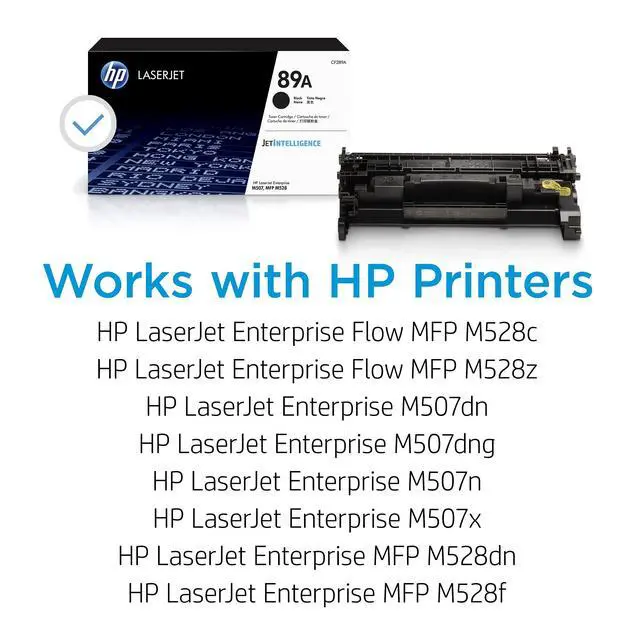 Alt view image 2 of 7 - 89A Black Toner Cartridge | Works with LaserJet Enterprise M507, MFP M528 | CF289A