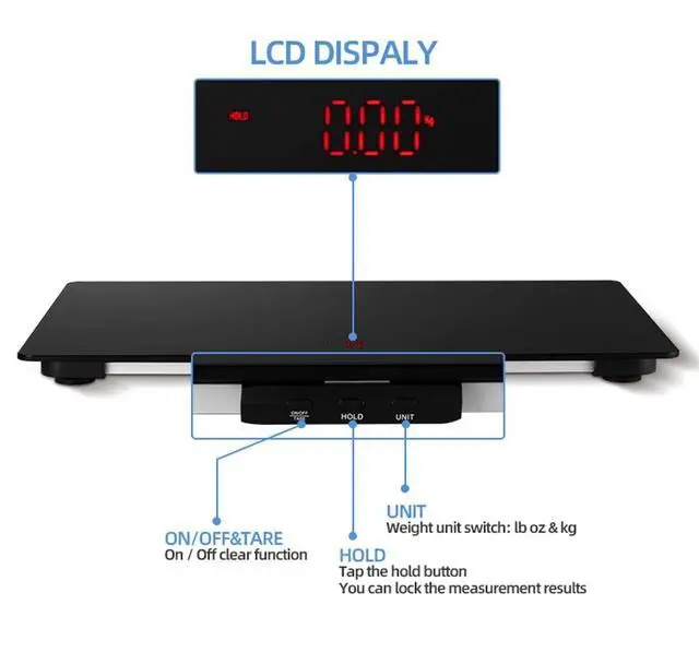 Alt view image 4 of 7 - Medium-Large Breed Veterinary Scale, Dog Scale (±10g) Accuracy, Red LED, 32 x 20 inch Tempered Glass Platform with Anti Slip Sticker, Digital Pet Scales
