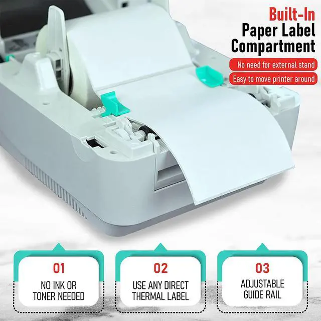 Alt view image 7 of 7 - 2054A Shipping Label Printer for Windows Mac Chromebook Android, Supports Amazon Ebay Paypal Etsy Shopify ShipStation Stamps UPS USPS FedEx DHL, Roll & Fanfold 4x6 Direct Thermal Label