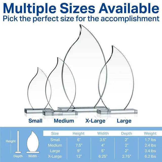 Alt view image 6 of 7 - Personalized Crystal Flame Shaped Employee Recognition Award Custom Engraved Corporate Service Trophy with Name & Date for 5, 10, 15, 20+ Year Milestones (L - 9")