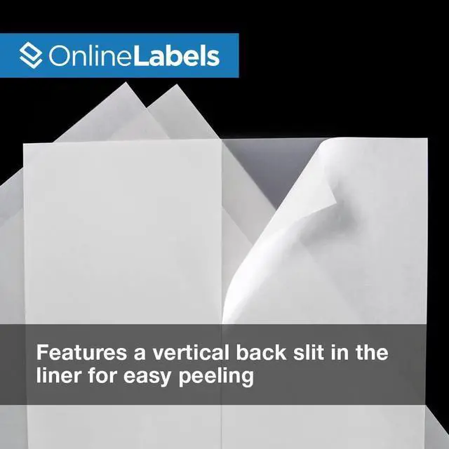 Alt view image 2 of 7 - 8.5 x 11 Waterproof Clear Matte Frosted Full Sheet Labels (Laser Printers Only) - 250 Sheets - Vertical Back Slit for Easy Peeling - OnlineLabels