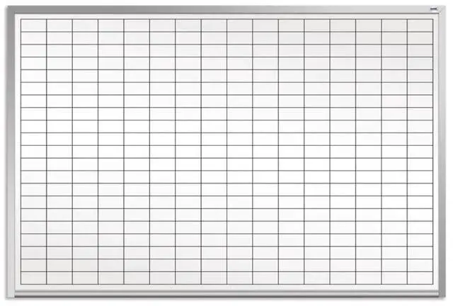 Main image of Opti-Print 3' W x 2' T Dry Erase Whiteboard with 1" x 2" Grid Pattern & Magnetic Receptive Surface, Mitered Anodized Aluminum Frame & Full-Length Tray