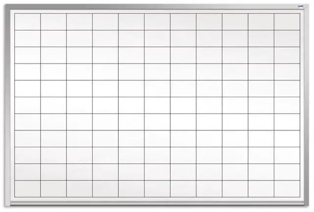 Main image of Opti-Print 3' W x 2' T Dry Erase Whiteboard with 2" x 3" Grid Pattern & Magnetic Receptive Surface, Mitered Anodized Aluminum Frame & Full-Length Tray