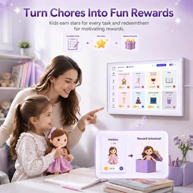 Alt view image 3 of 7 - Digital Calendar Wall Touch Screen, No subscription fees,15.6 Inch | Smart Electronic Calendar with WiFi, Chore Chart, Meal Planner, Voice Record, AI Photo Repair, Wall/Desk Mount, Gift for Mom