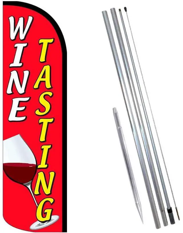 Main image of Vista Flags WINE TASTING Windless Feather Banner Flag Kit (Flag, Pole, & Ground Mt)