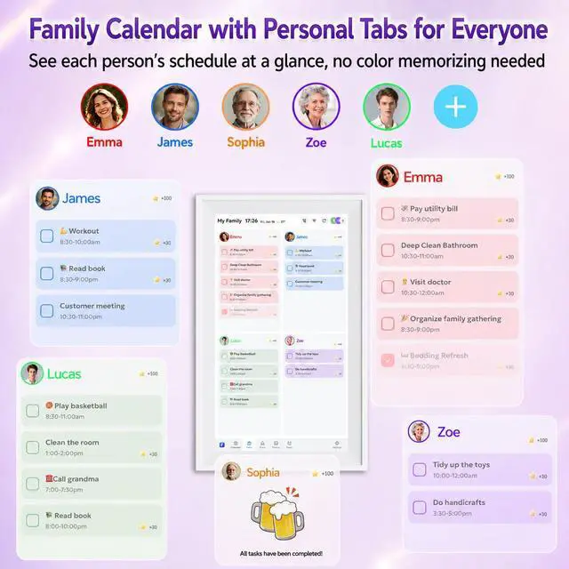 Alt view image 7 of 7 - Digital Calendar Wall Touch Screen, No subscription fees,15.6 Inch | Smart Electronic Calendar with WiFi, Chore Chart, Meal Planner, Voice Record, AI Photo Repair, Wall/Desk Mount, Gift for Mom