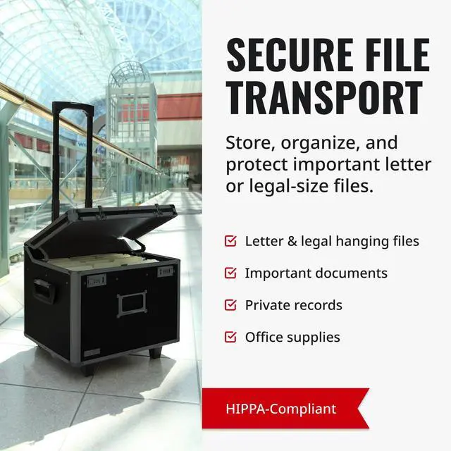 Alt view image 4 of 7 - Locking Mobile File Chest, Letter/Legal Files, 17.5" X 15.5" X 14.5", Black