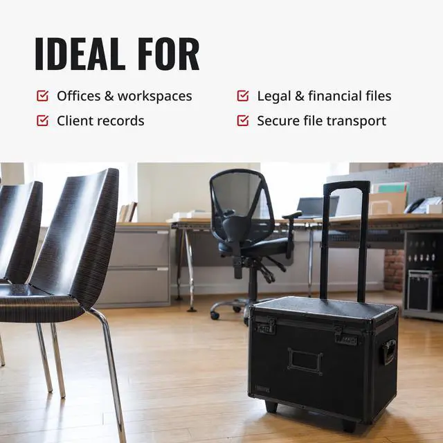 Alt view image 5 of 7 - Locking Mobile File Chest, Letter/Legal Files, 17.5" X 15.5" X 14.5", Black
