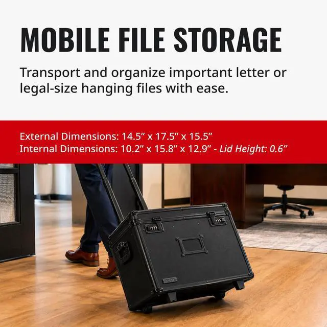 Alt view image 7 of 7 - Locking Mobile File Chest, Letter/Legal Files, 17.5" X 15.5" X 14.5", Black