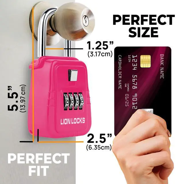 Alt view image 2 of 7 - 1500 Key Lock Box with Code, Lockbox for Keys Outdoor, Realtor Lock Box for Short-Term Rentals, Holds 5 Keys (12 Pack, Pink)
