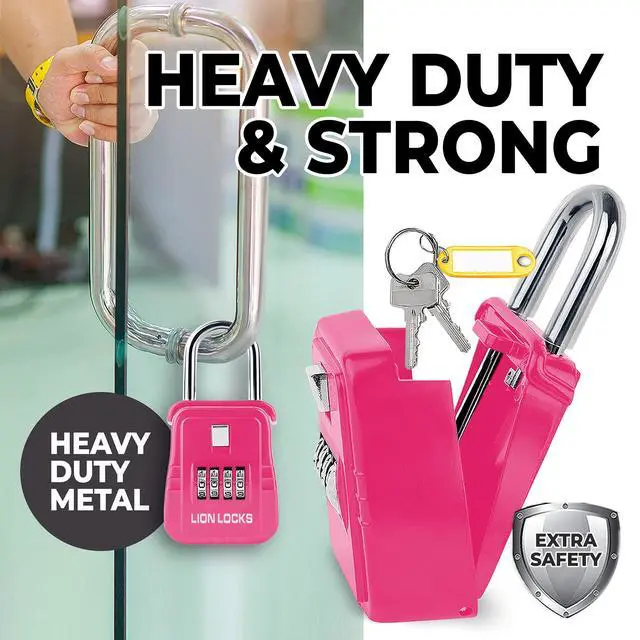 Alt view image 3 of 7 - 1500 Key Lock Box with Code, Lockbox for Keys Outdoor, Realtor Lock Box for Short-Term Rentals, Holds 5 Keys (12 Pack, Pink)